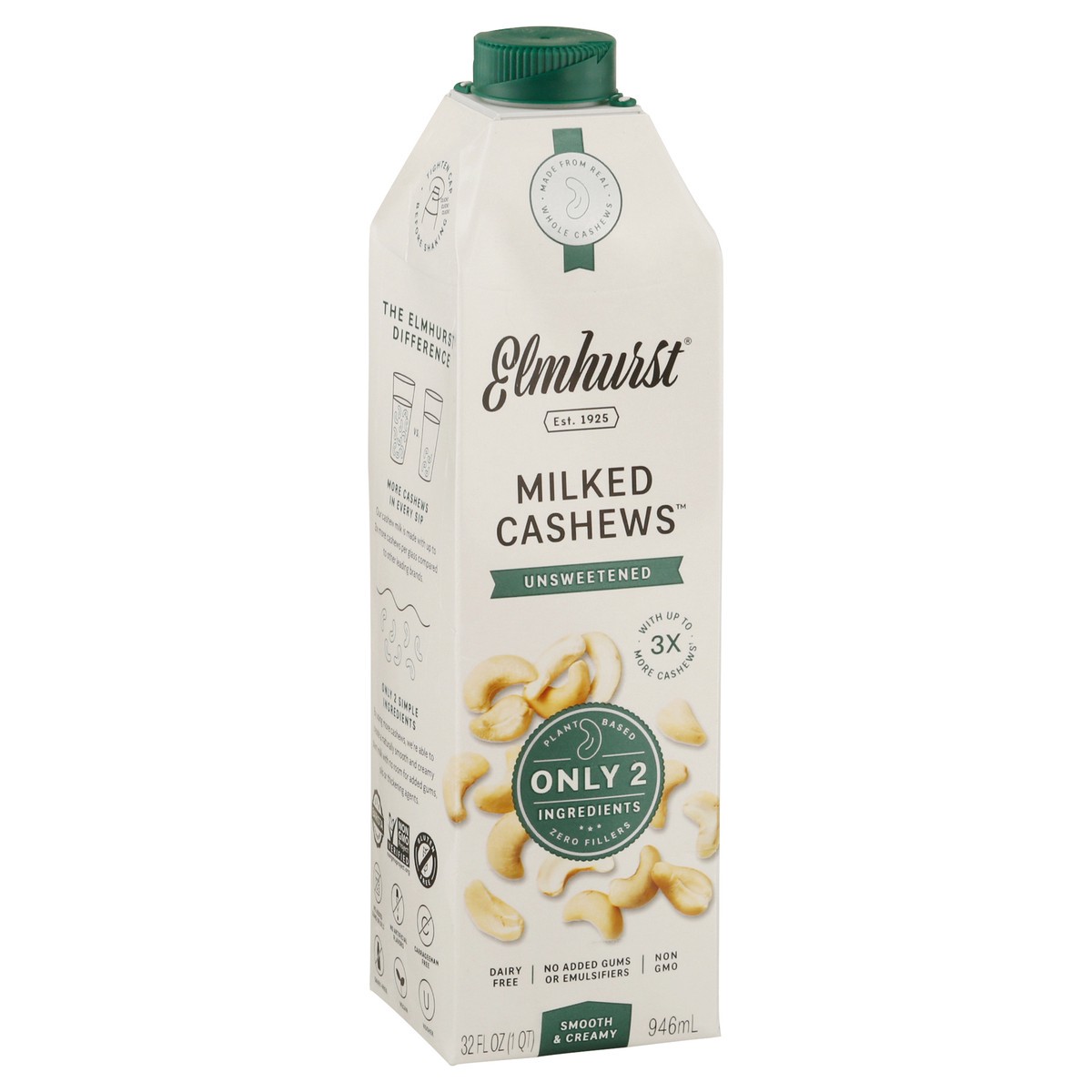 slide 7 of 13, Elmhurst Unsweetened Milked Cashews Non-dairy Beverage, 32 fl oz