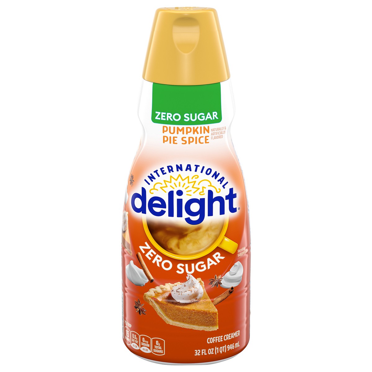 slide 1 of 5, International Delight Zero Sugar Coffee Creamer, Pumpkin Pie Spice, Sugar-Free, 32 oz., 32 fl oz