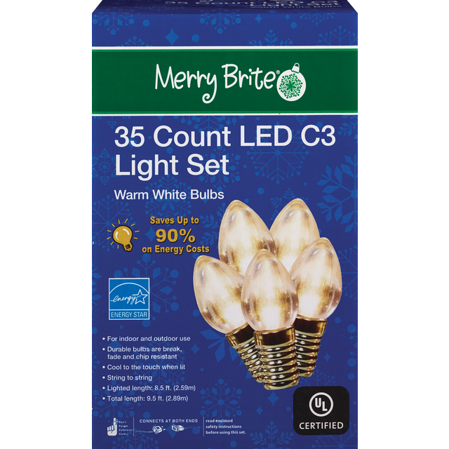 slide 1 of 1, Merry Brite 35 Count C3 LED Warm White Light Set, 1 ct