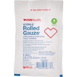 slide 1 of 1, Cvs Health Sterile Latex-Free Rolled Gauze, 2 In X 2 Yd, 1 Ct, 1 ct