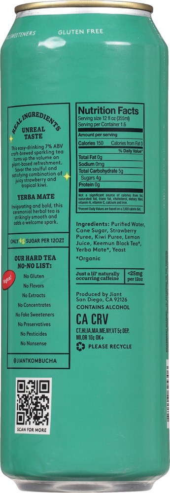 slide 3 of 4, Jiant Kiwi Strawberry Hard Tea Can, 19.2 fl oz