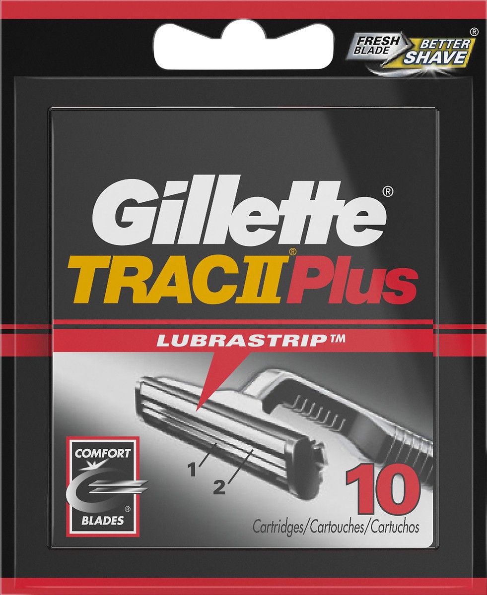 slide 2 of 6, Gillette TRAC II Plus Razor Blade Refills, 10 Count, 10 ct