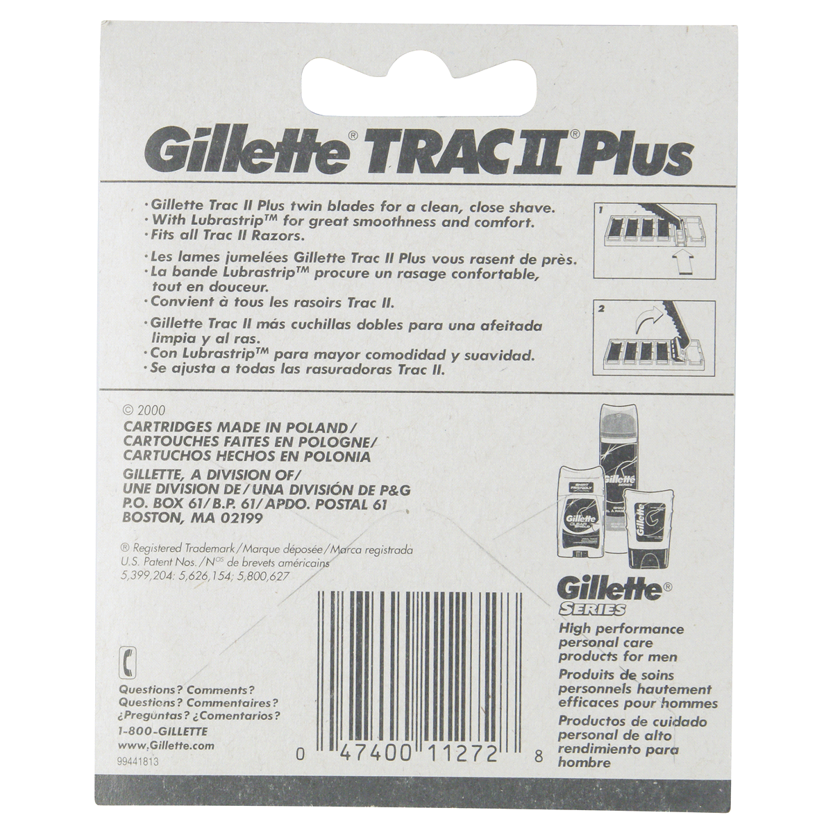 slide 2 of 2, Gillette Trac II Plus Razor Blade Refill Cartidges, 10 ct