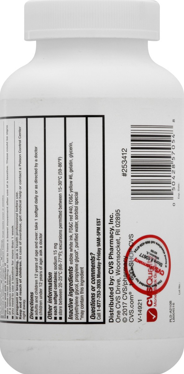 slide 5 of 9, CVS Health Extra Strength Stool Softener Softgels, 500 Ct, 500 ct