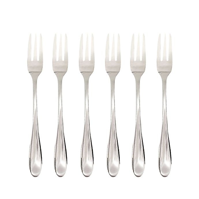 slide 1 of 1, Simply Essential Stainless Steel Mirror Appetizer Forks, 6 ct