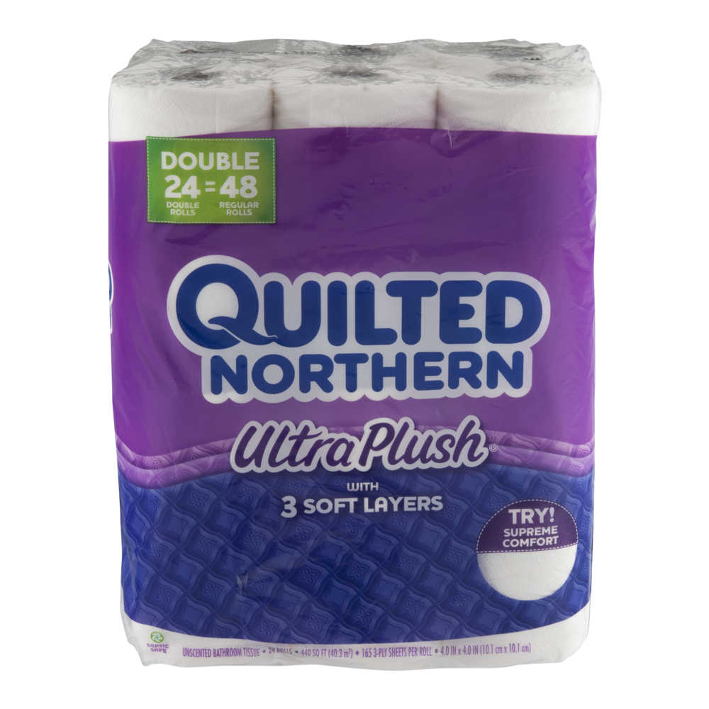 slide 1 of 1, Quilted Northern Ultra Plush Bath Tissue with 3 Soft Layers, 24 ct