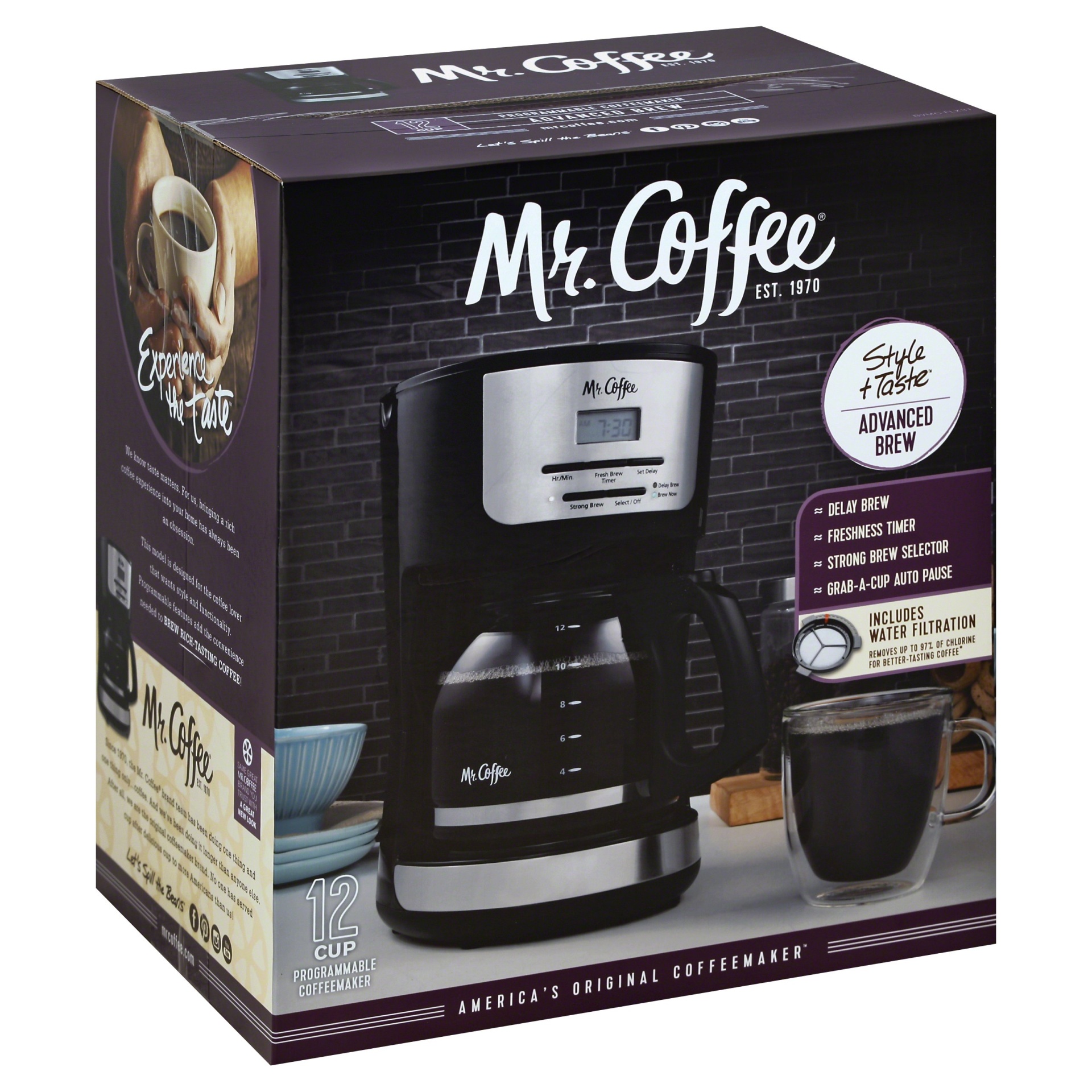 slide 1 of 1, Mr. Coffee Advanced Brew 12-Cup Programmable Coffee Maker - Black, 12 cups