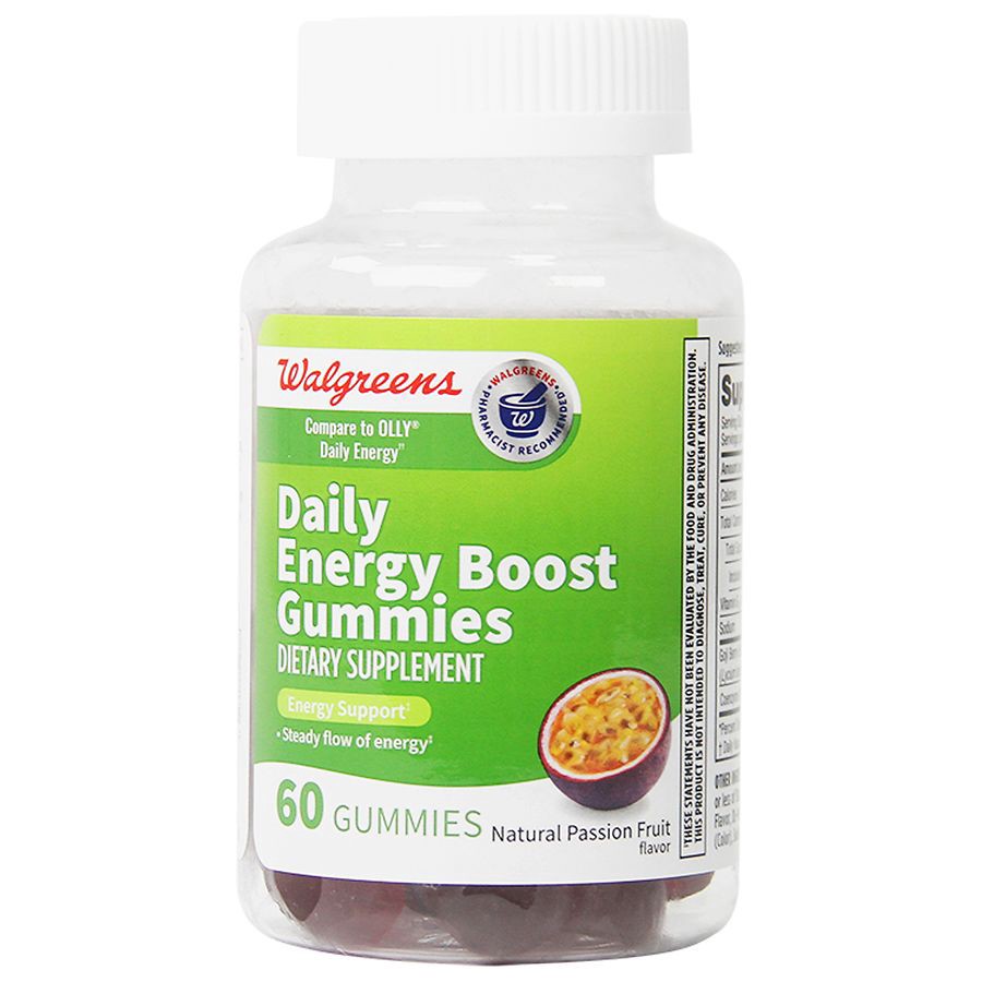 slide 1 of 1, Walgreens Daily Energy Boost Gummies Natural Passion Fruit Flavor, 60 ct