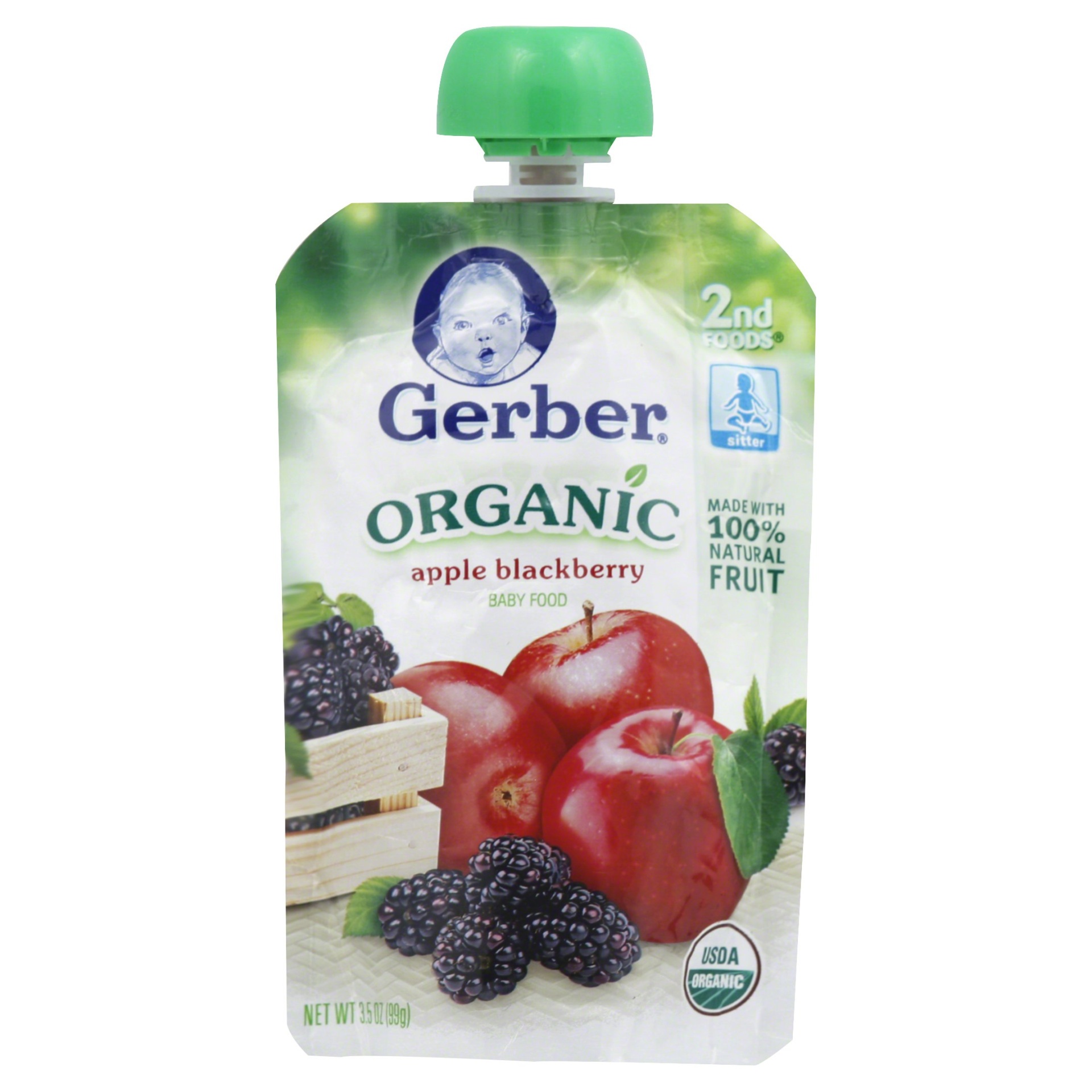 slide 1 of 1, Gerber Organic 2nd Foods Baby Food, Apples & Blackberries, 3 oz