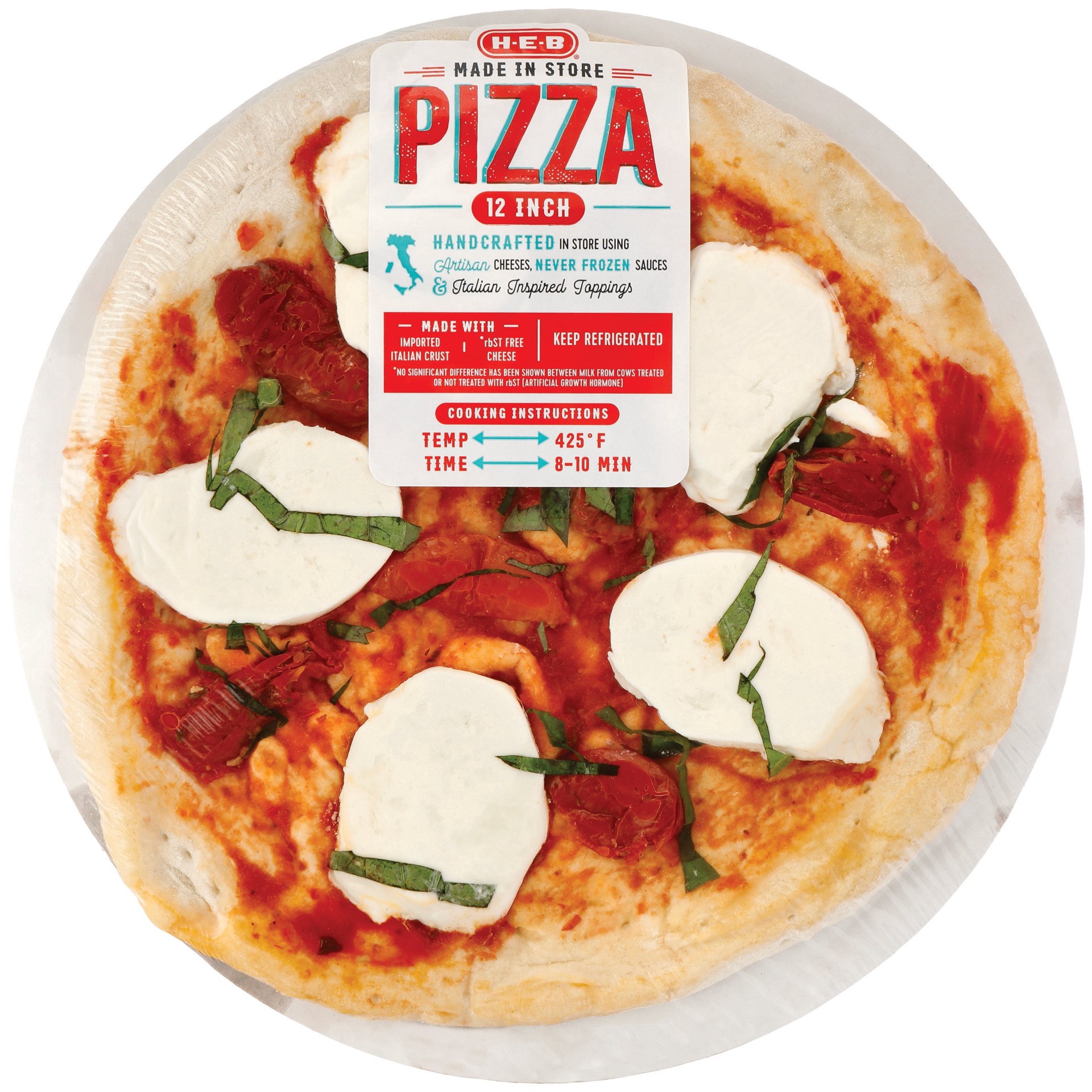 slide 1 of 1, H-E-B Fresh Made in Store Margherita Pizza, 12 in