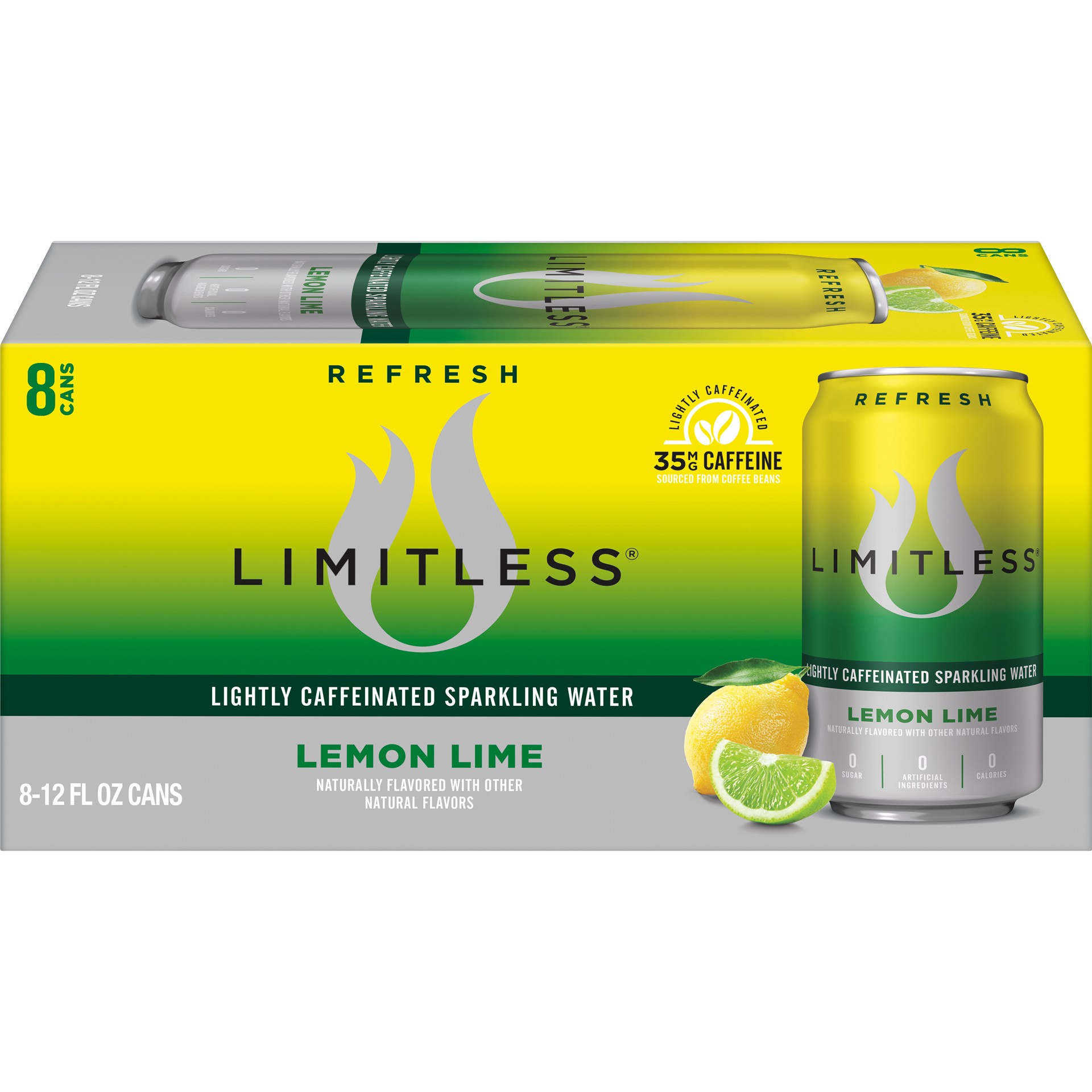 slide 4 of 5, LIMITLESS Refresh Lightly Caffeinated Sparkling Water, Lemon Lime, 12 Fl oz Cans, 8 Pack, 8 ct