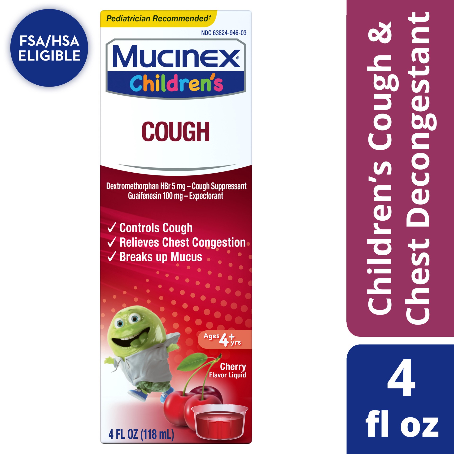 slide 1 of 1, Mucinex Children's Cough Medicine - Cherry Liquid - 4 fl oz, 4 fl oz