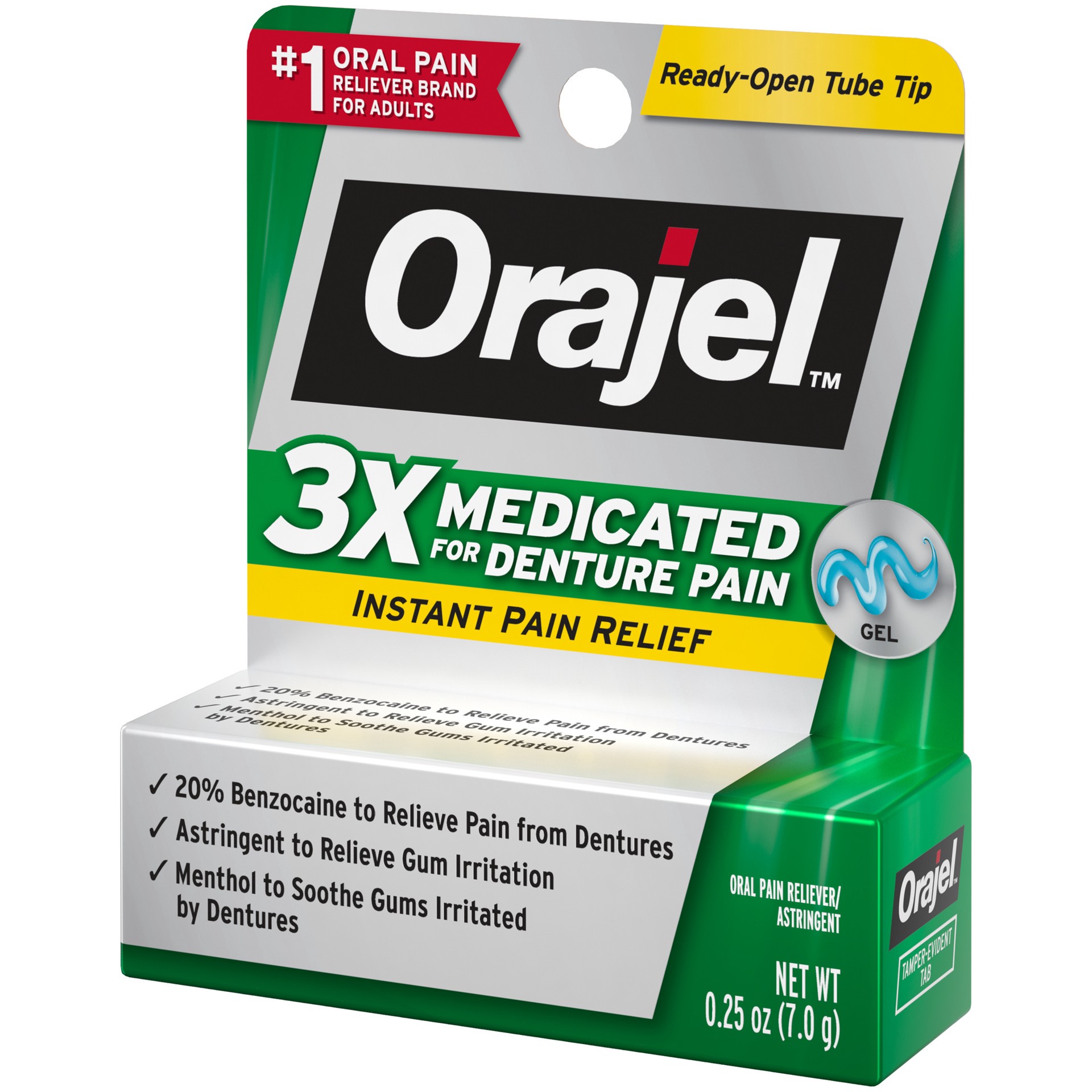 slide 4 of 4, Orajel 3X Medicated For Denture Pain Gel .25 OZ, 0.25 oz