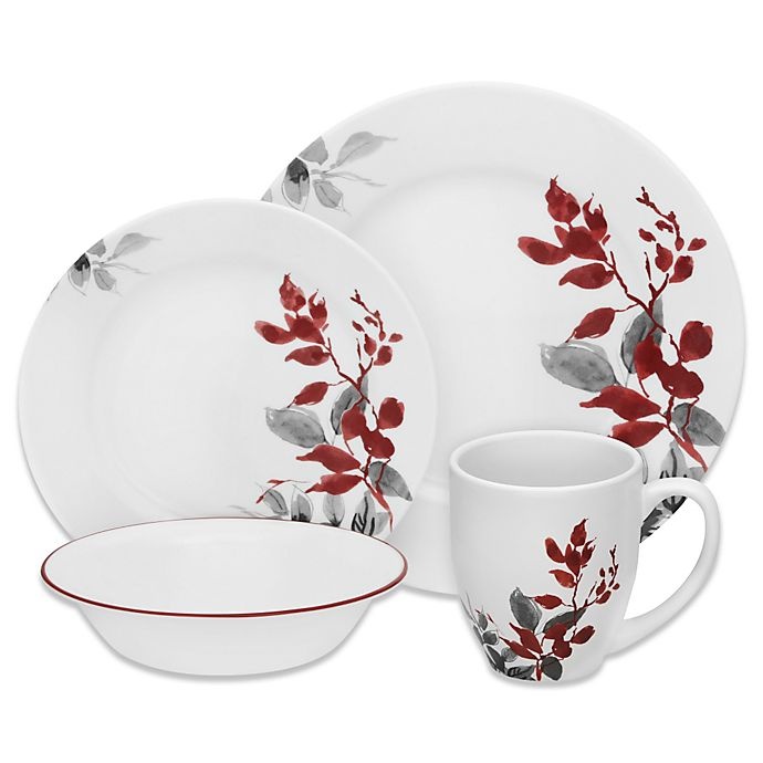 slide 1 of 1, Corelle Boutique Kyoto Leaves Dinnerware Set, 16 ct