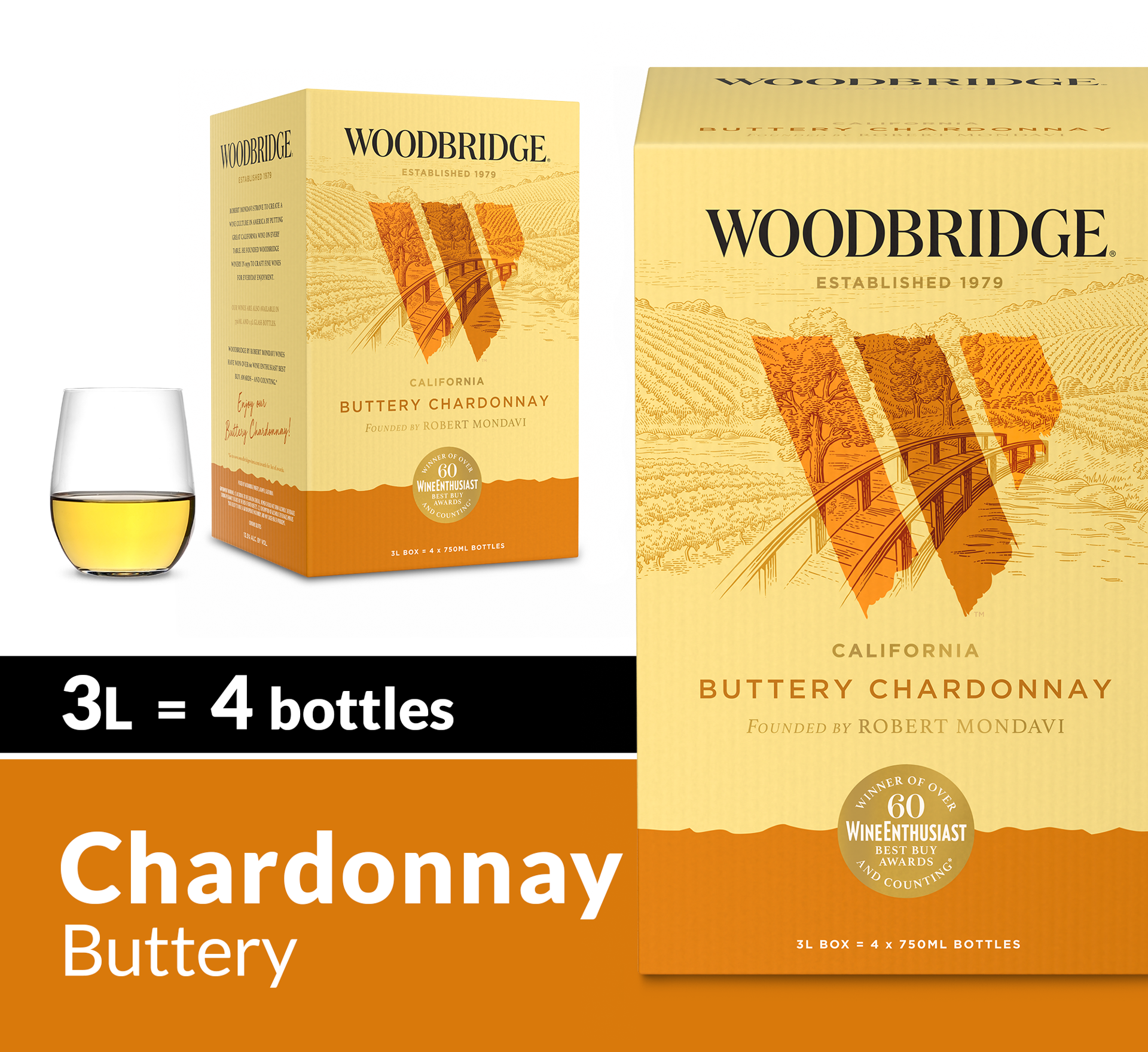 slide 10 of 10, Woodbridge by Robert Mondavi By Robert Mondavi Buttery Chardonnay, 3000 ml