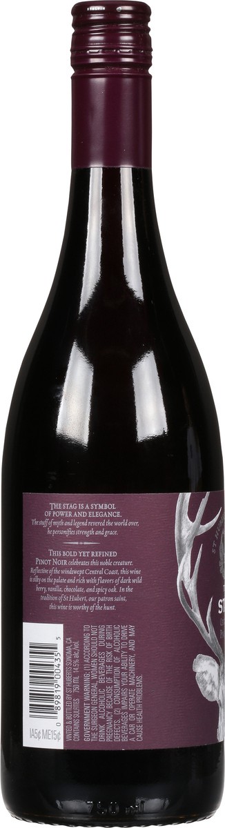 slide 6 of 11, St Huberts The Stag St Hubert''s The Stag Central Coast Pinot Noir Red Wine, 750 ml Glass Wine Bottle, 14.5 % ABV, 750 ml