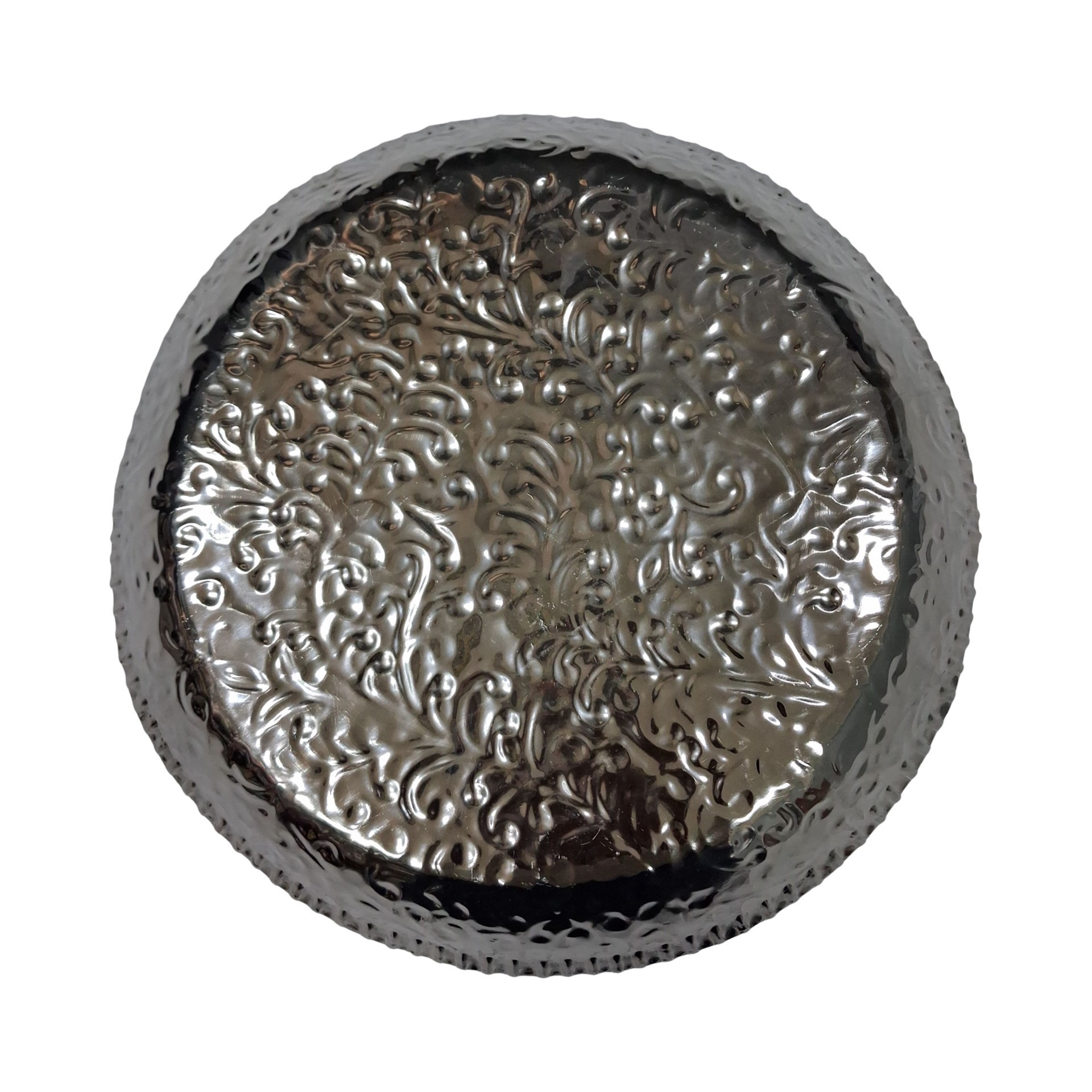 slide 2 of 3, 13" Silver Etched Round Metal Tray By Ashland, 13 in