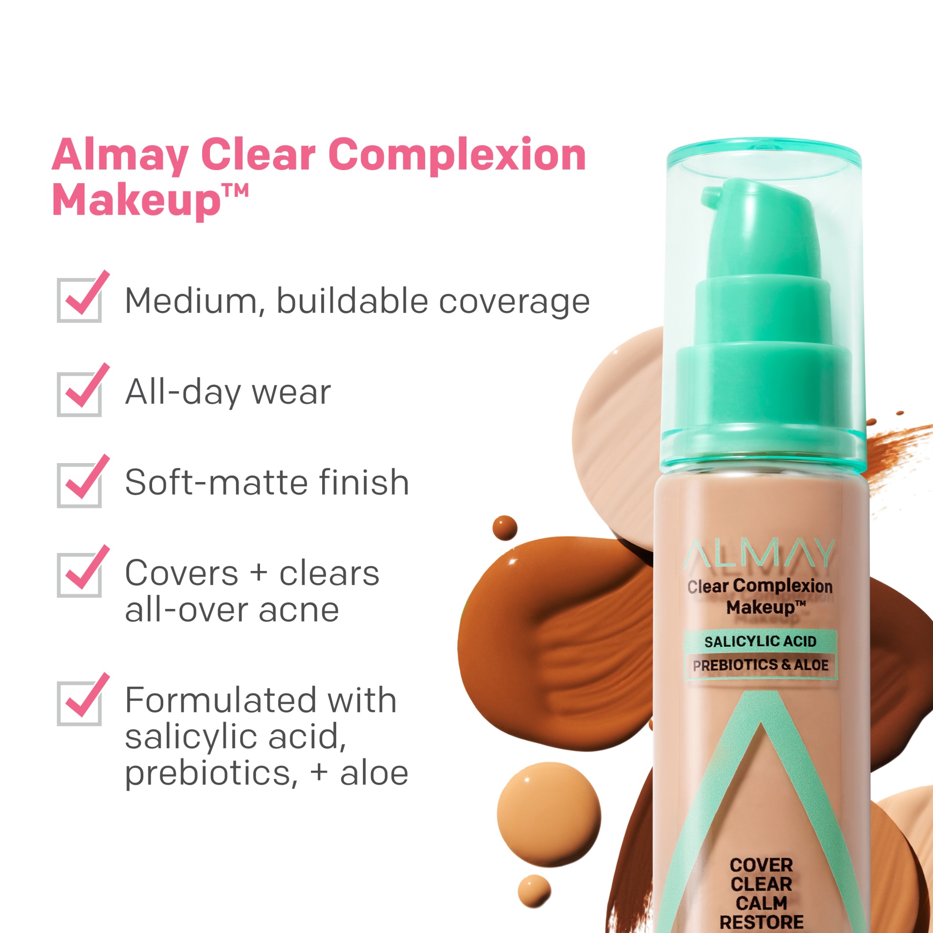 slide 5 of 5, Almay Clear Complexion Foundation, Caramel, 1 oz