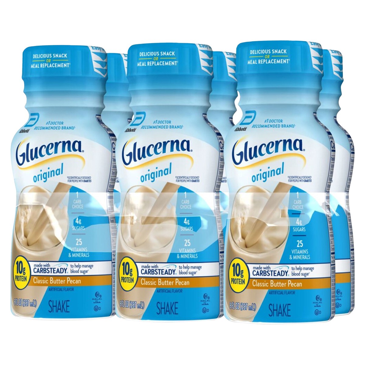 slide 3 of 5, Glucerna Original Classic Butter Pecan Shake 6 - 8 fl oz Bottles, 6 ct