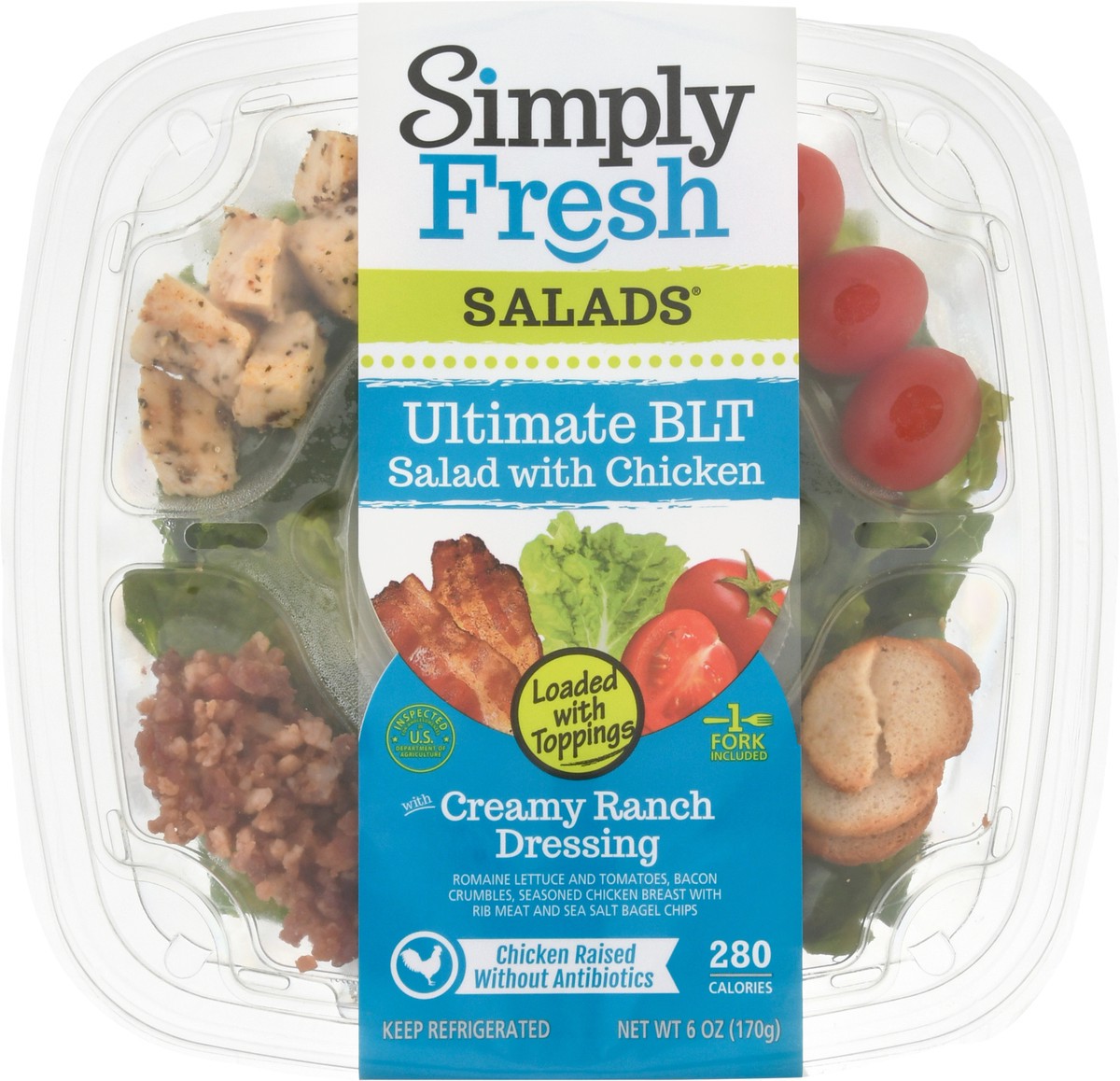 slide 5 of 14, Simply Fresh Salads Ultimate BLT with Creamy Ranch Dressing Salad with Chicken 6 oz, 6 oz