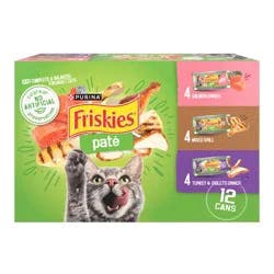 Friskies Purina Friskies Pate Wet Cat Food Pate Variety Pack Salmon Dinner, Turkey and Giblets and Mixed Grill - (12) 5.5 oz. Cans