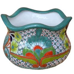 Blue Orange Pottery Turquesa Wave Planter