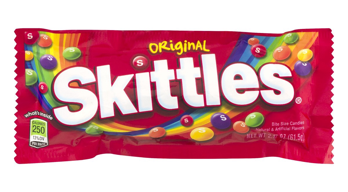 slide 1 of 8, Skittles Original Chewy Candy, Full Size, 2.17 oz Bag, 