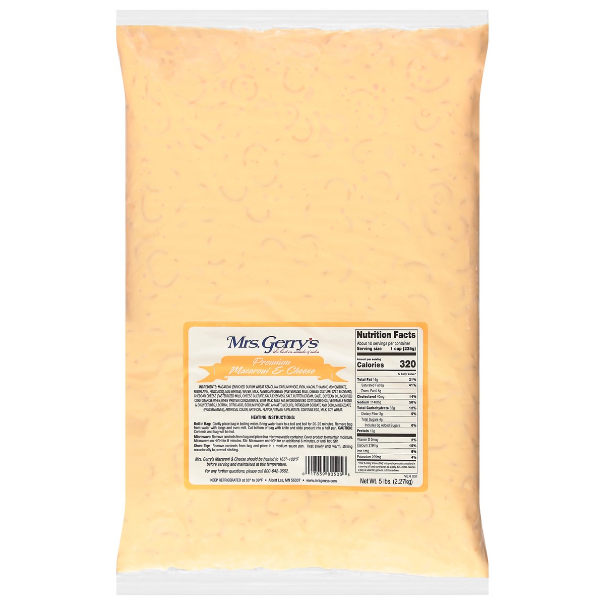 slide 2 of 14, Mrs. Gerry's Premium Macaroni & Cheese 5 lb, 5 lb