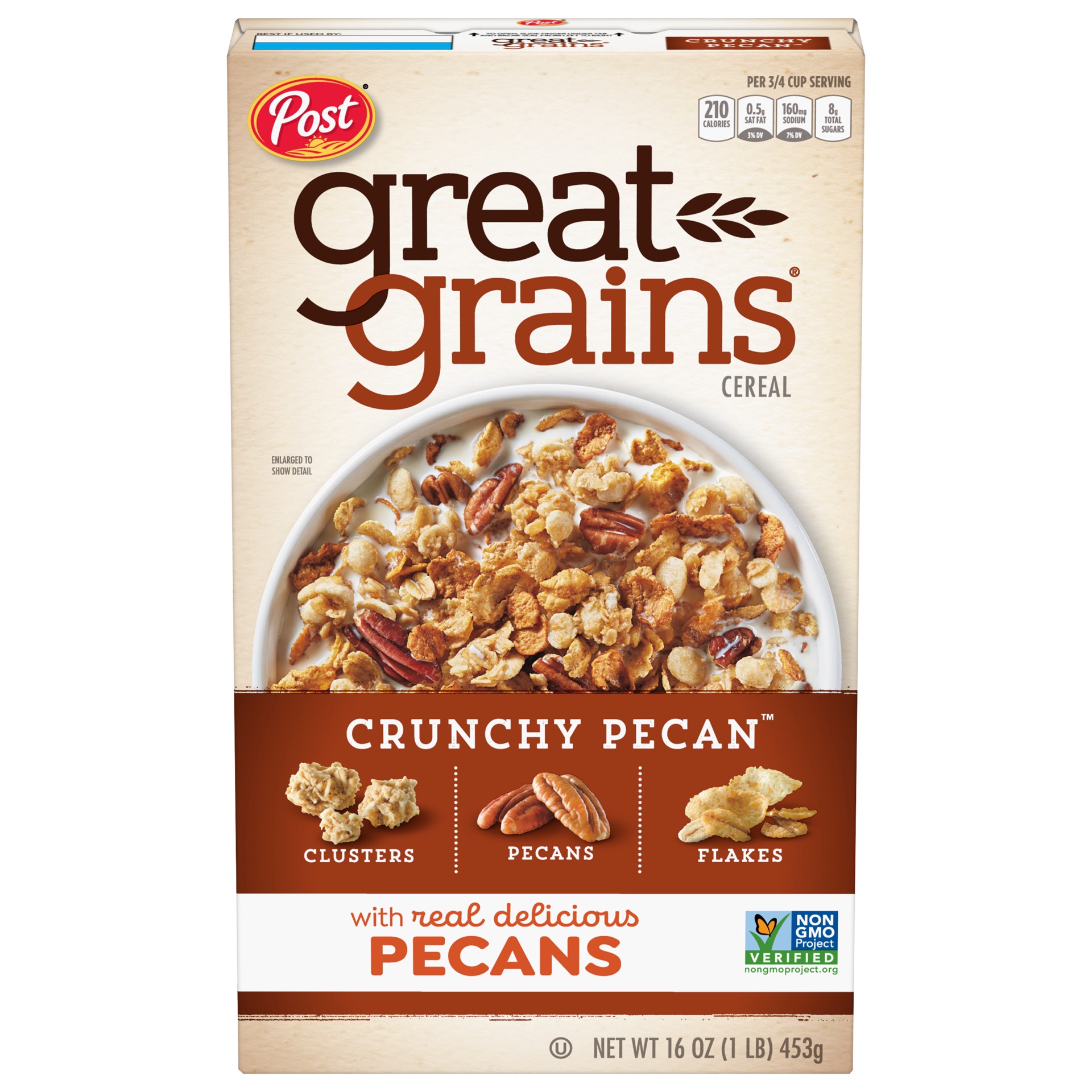 slide 5 of 5, Post Great Grains Crunchy Pecan Cereal, 16 OZ Box, 16 oz