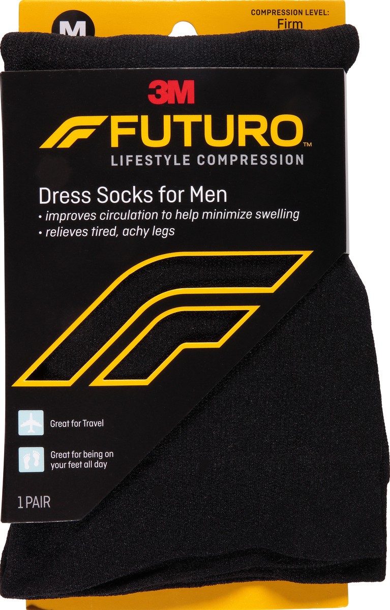 slide 1 of 1, Futuro Firm Compression Dress Socks For Men, Black, Medium, 1 ct