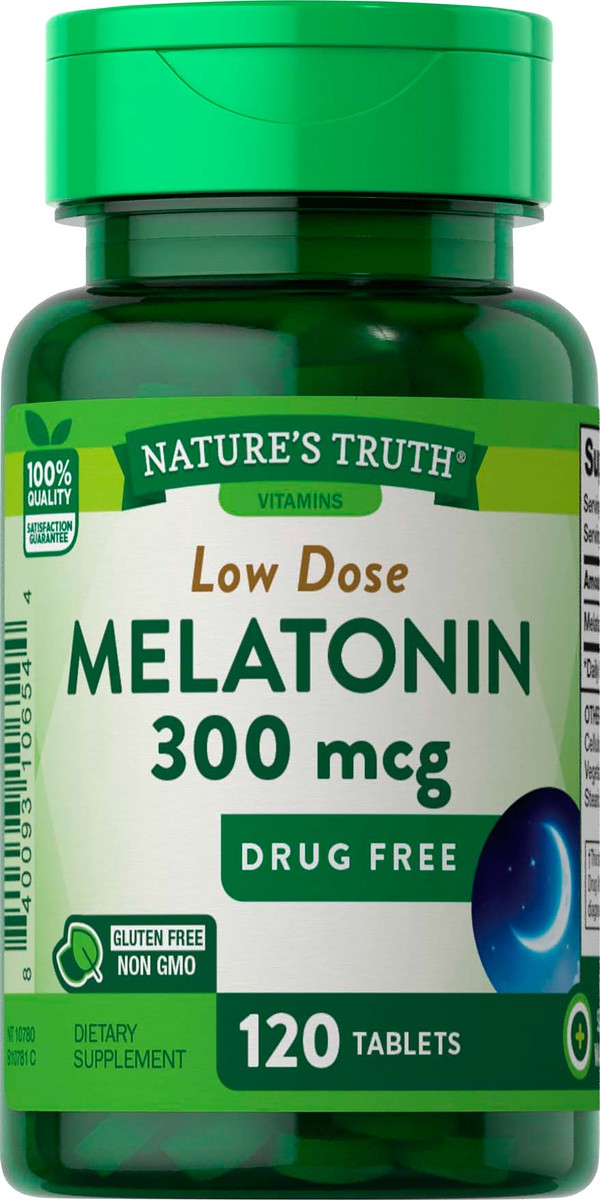 slide 6 of 6, Nature's Truth Low Dose Melatonin 300 mcg, 120 ct