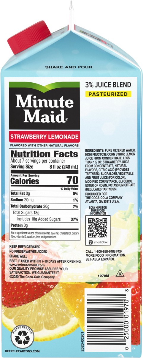 slide 10 of 12, Minute Maid Strawberry Lemonade Carton, 59 fl oz, 59 fl oz