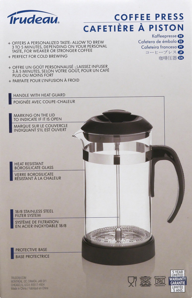 slide 5 of 9, Trudeau 1l Coffee Press - EA, 1 ct