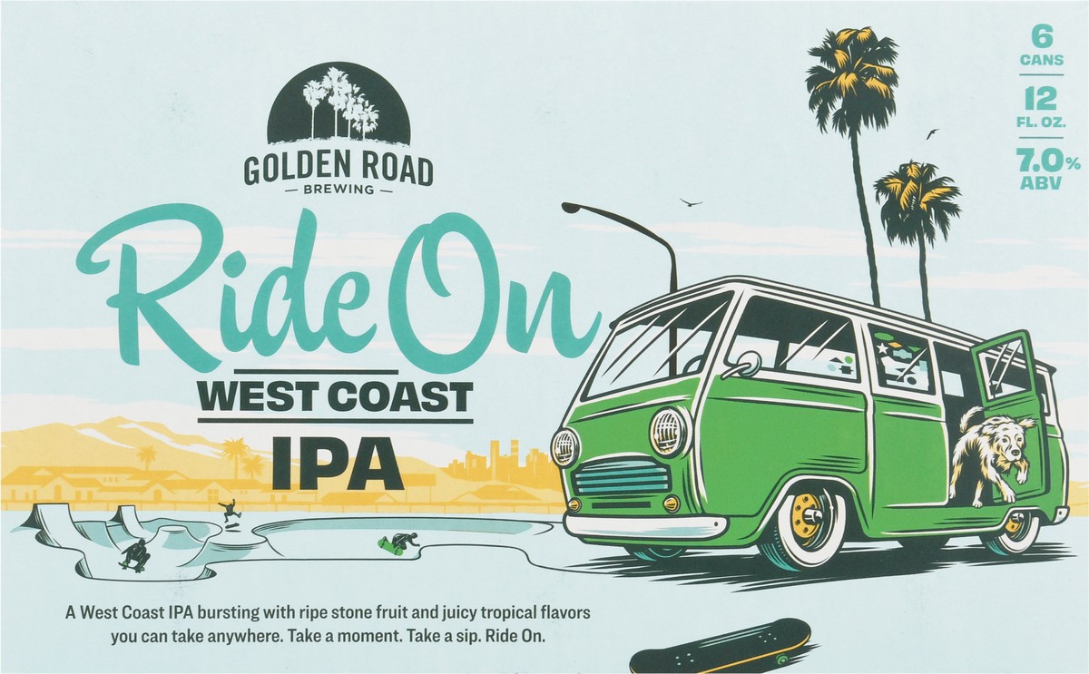 slide 4 of 9, Golden Road Ride On IPA, 6 Pack 12 FL OZ Cans, 6 ct; 12 oz