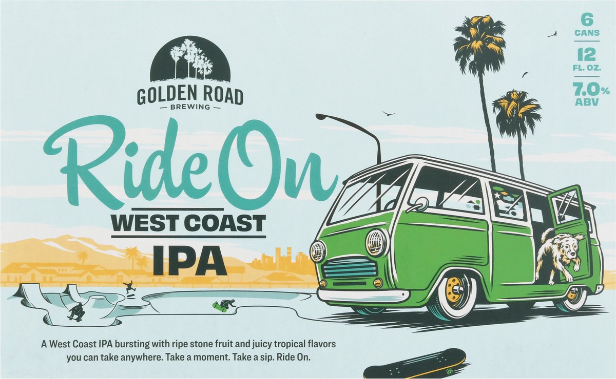 slide 6 of 9, Golden Road Ride On IPA, 6 Pack 12 FL OZ Cans, 6 ct; 12 oz