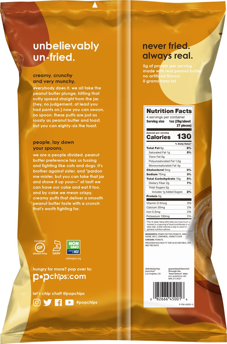 slide 2 of 3, popchips Peanut Butter Puffs 4 oz, 4 oz