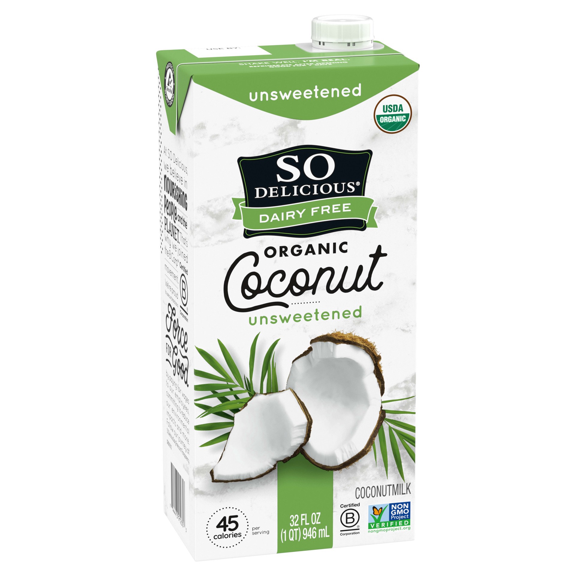 slide 3 of 5, So Delicious Dairy Free Shelf-Stable Coconut Milk, Unsweetened, Vegan, Non-GMO Project Verified, 1 Quart, 32 fl oz