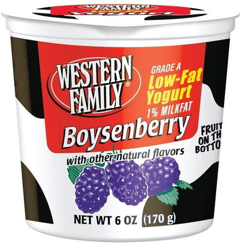 slide 1 of 1, Western Family Fob Low Fat Boysenberry, 6 oz