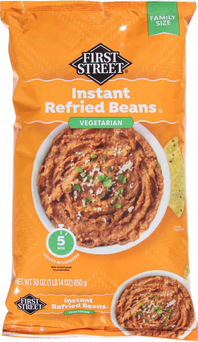 slide 2 of 15, First Street Instant Refried Beans, 30 oz