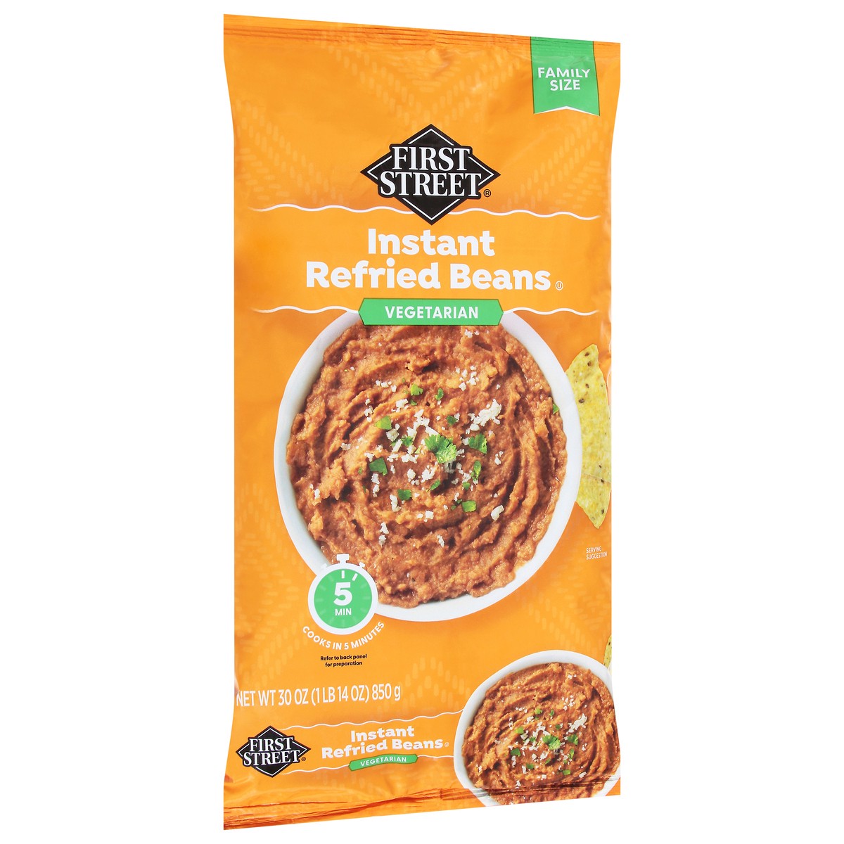 slide 11 of 15, First Street Instant Refried Beans, 30 oz