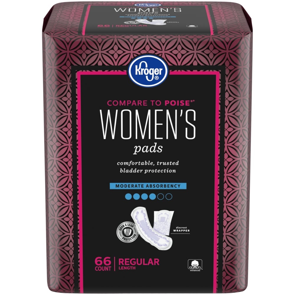slide 1 of 1, Kroger Moderate Absorbency Bladder Protection Pads For Women, 66 ct