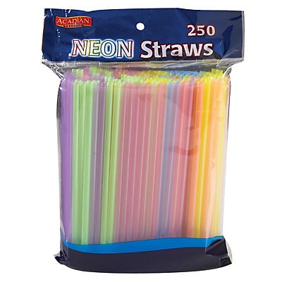 slide 1 of 1, Acadian Trading Neon Straight Straws, 250 ct