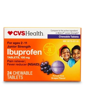slide 1 of 1, CVS Health Junior Strength Ibuprofen Tablets Grape, 24 ct