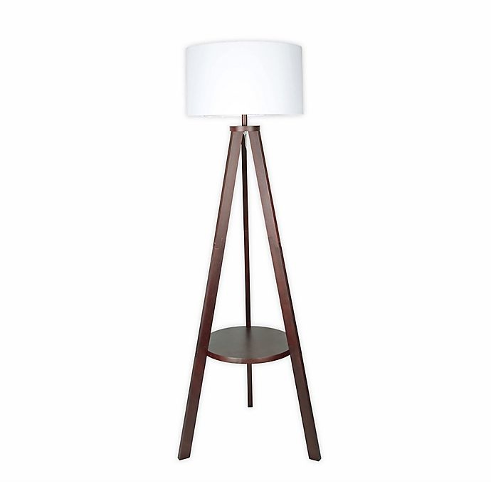 slide 1 of 2, W Home Shaffer Wood Shelf Floor Lamp, 1 ct