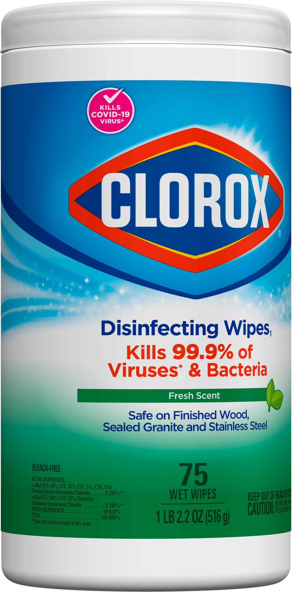 slide 5 of 5, Clorox Disinfecting Bleach Free Fresh Scent Cleaning Wipes, 75 ct