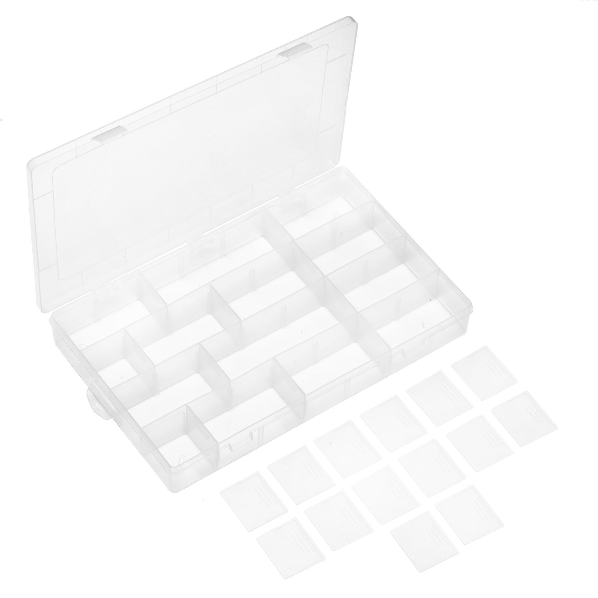slide 4 of 4, 13.5" X 8.5" Clear Adjustable Plastic Storage Case By Simply Tidy, 13.5 in x 8.5 in