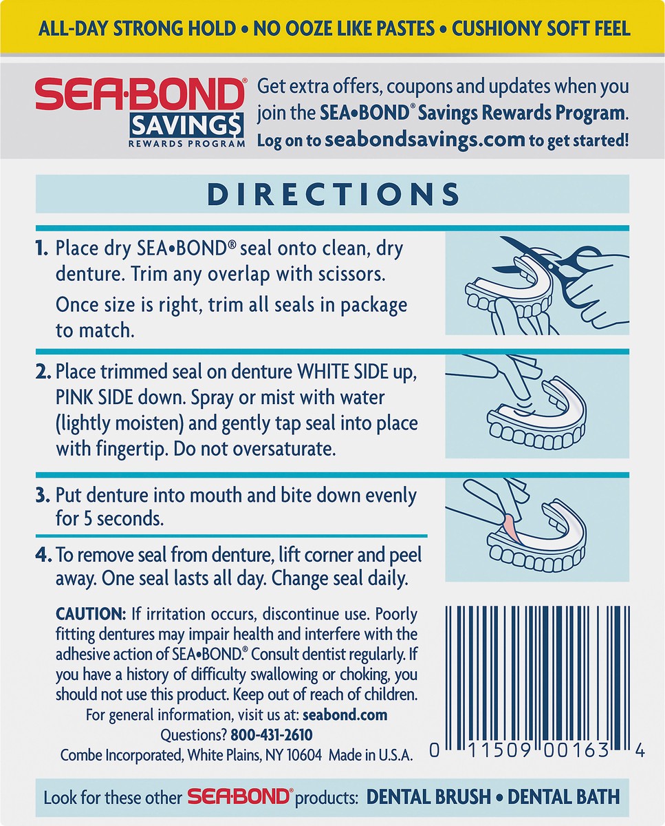 slide 2 of 8, Sea-Bond Denture Adhesive Seal Lower, 15 ct