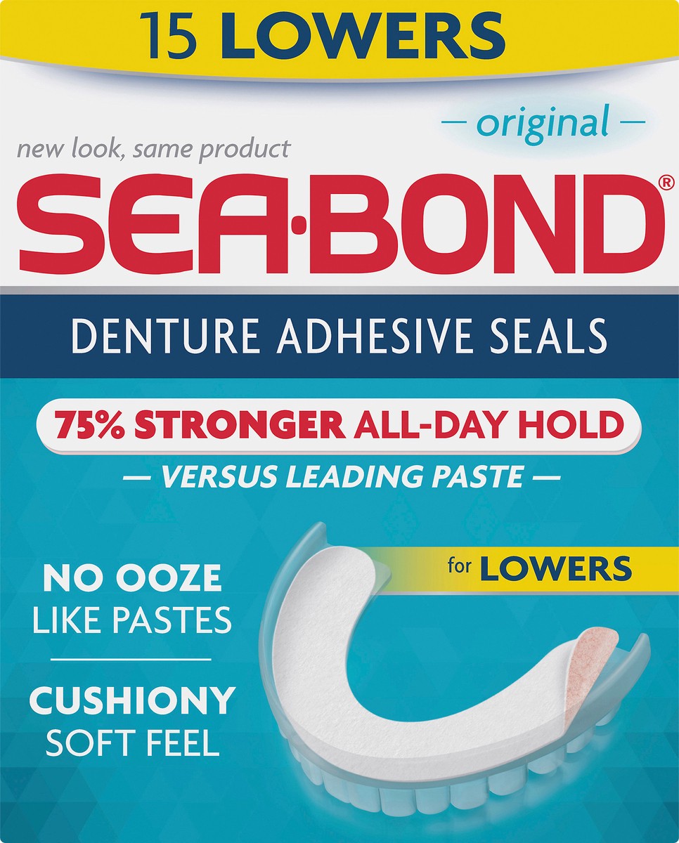 slide 3 of 8, Sea-Bond Denture Adhesive Seal Lower, 15 ct