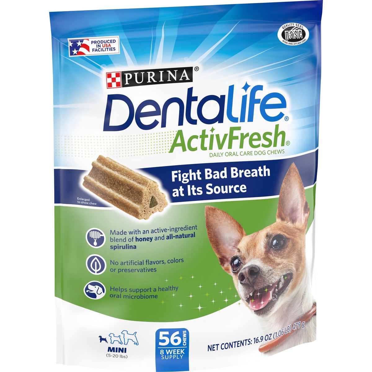 slide 4 of 9, DentaLife Purina DentaLife ActivFresh Daily Oral Care Mini Dog Chews, 16.9 fl oz
