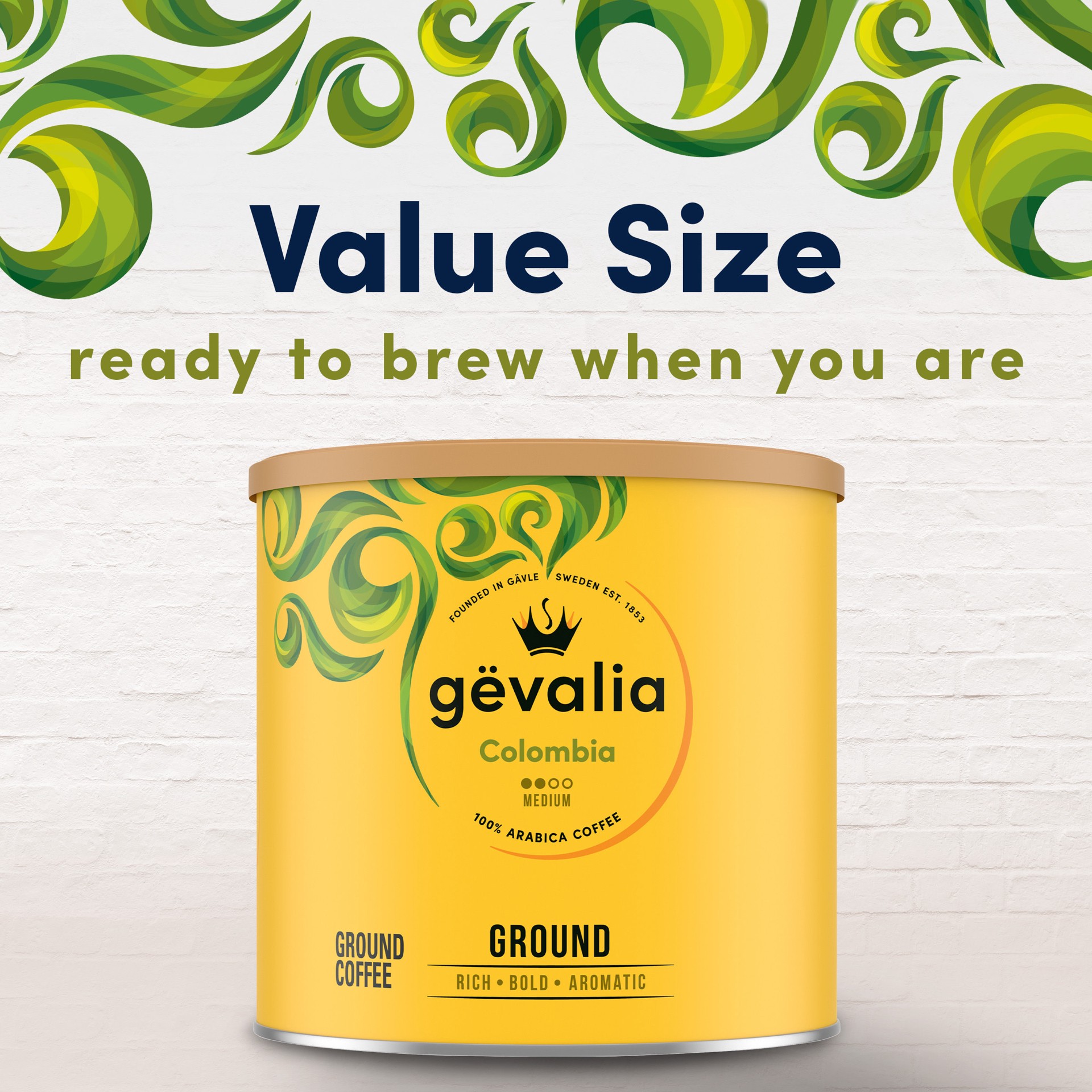 slide 4 of 4, Gevalia Colombia Medium Roast Ground Coffee, 31.9 oz Canister, 31.9 oz